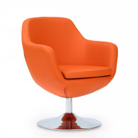 Manhattan Comfort AC028-OR Caisson Orange and Polished Chrome Faux Leather Swivel Accent Chair